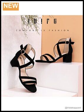 Women's Block Low Chunky Heels Strappy Heeled Sandals